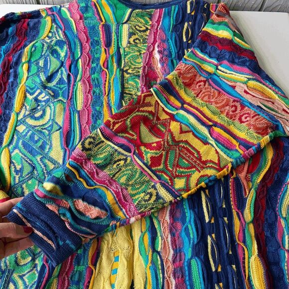 VTG Coogi Mercerised Cotton 3D Knit Sweater M Australia Multicolor - Picture 9 of 16